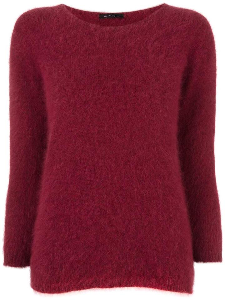 Roberto Collina Three-quarters Sleeve Jumper, Women's, Size: Large, Red, Nylon/angora
