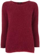 Roberto Collina Three-quarters Sleeve Jumper, Women's, Size: Large, Red, Nylon/angora