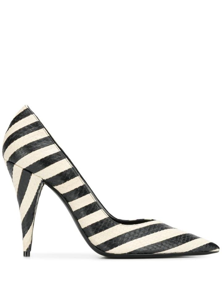 Saint Laurent Kiki Embossed Snakeskin Effect Pumps - Black