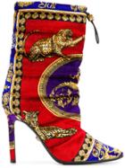 Versace Leopard Padded Boots - Red
