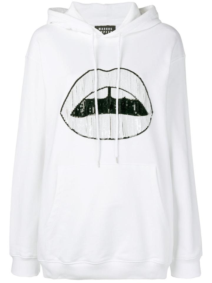 Markus Lupfer Sequinned Lips Sweatshirt - White