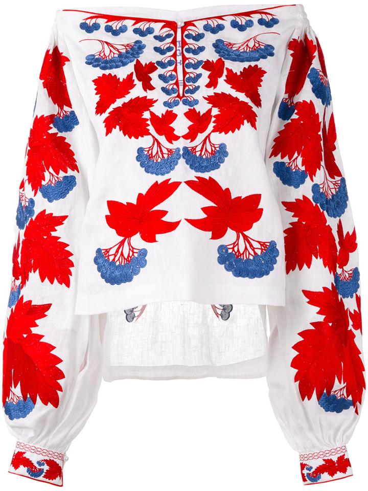 Yuliya Magdych - 'kalyna' Blouse - Women - Linen/flax - M, White, Linen/flax