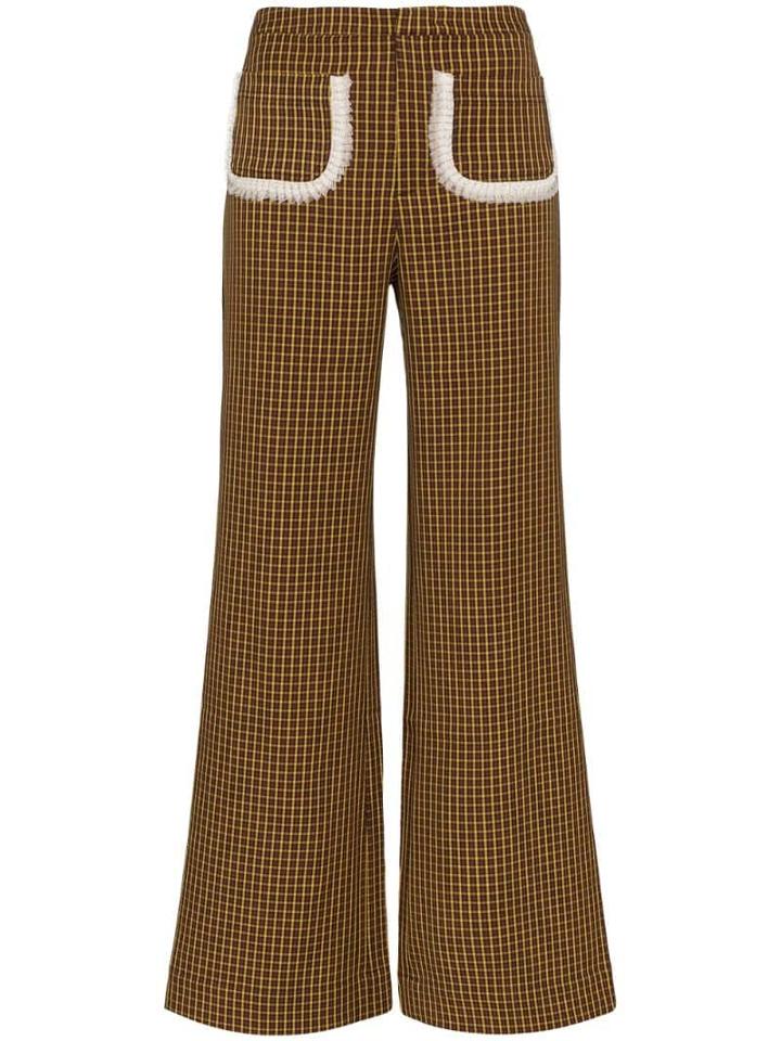 Shrimps Houndstooth Print Trousers - Brown