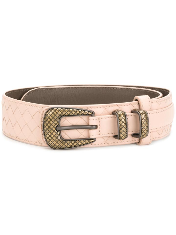 Bottega Veneta Intrecciato Buckle Belt - Pink & Purple