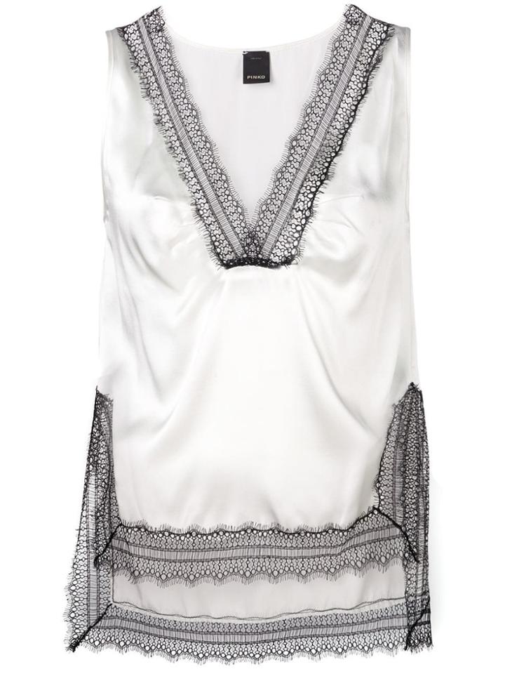 Pinko Lace Detailed Vest Top - White