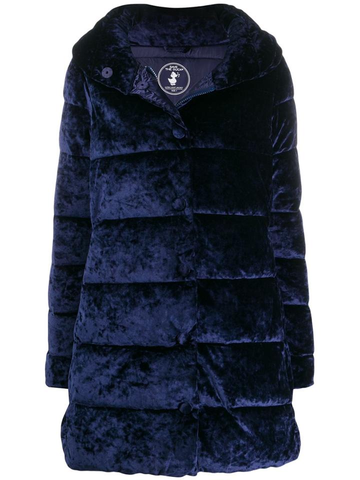 Save The Duck Velvet Effect Padded Jacket - Blue