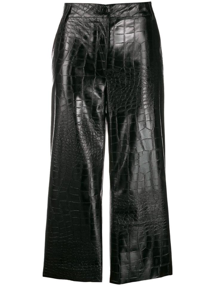 Brognano Croc Embossed Cropped Trousers - Black
