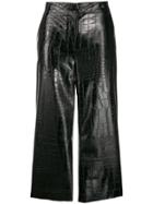 Brognano Croc Embossed Cropped Trousers - Black