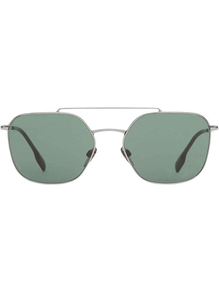 Burberry Top Bar Detail Square Pilot Sunglasses - Green