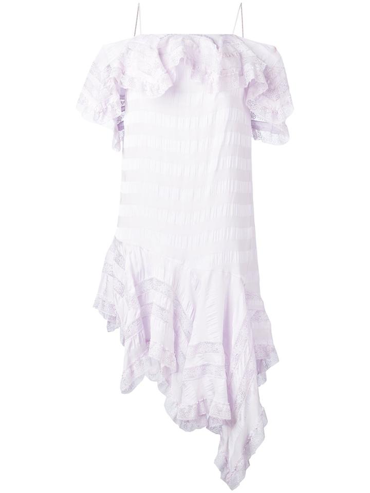 Philosophy Di Lorenzo Serafini - Asymmetric Ruffle Dress - Women - Polyamide/viscose - 40, Pink/purple, Polyamide/viscose