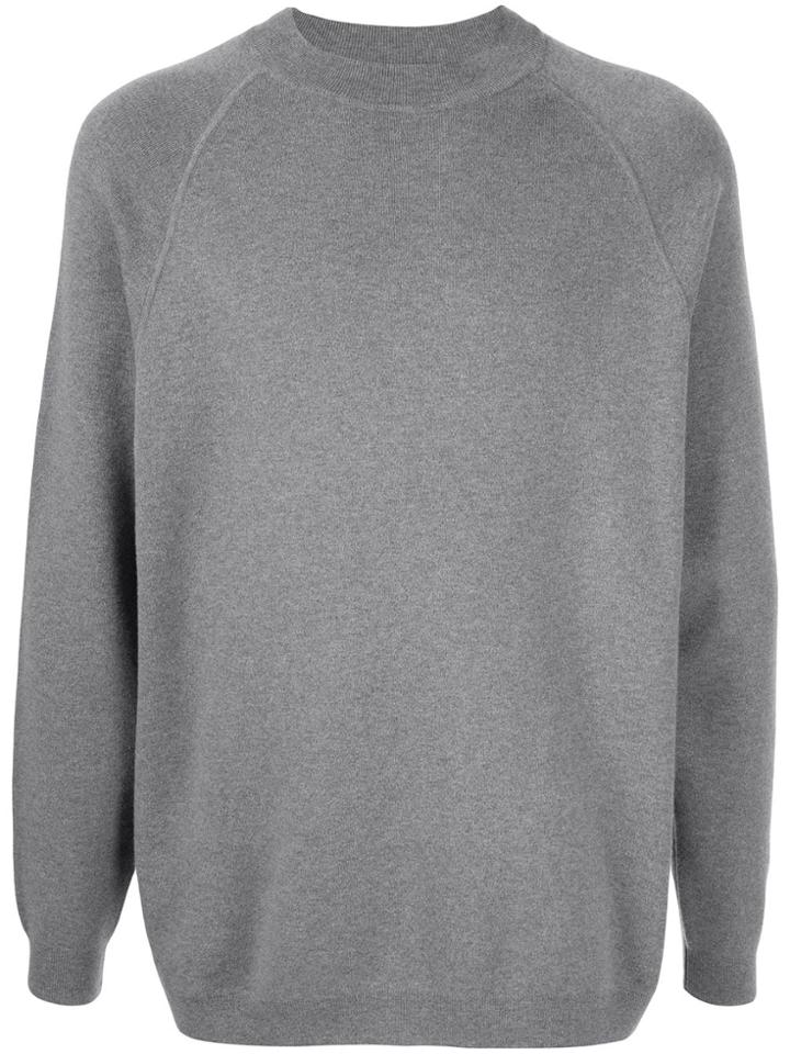 Caban Round Neck Knit Jumper - Grey