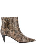 Ash Snake-effect Ankle Boots - Brown
