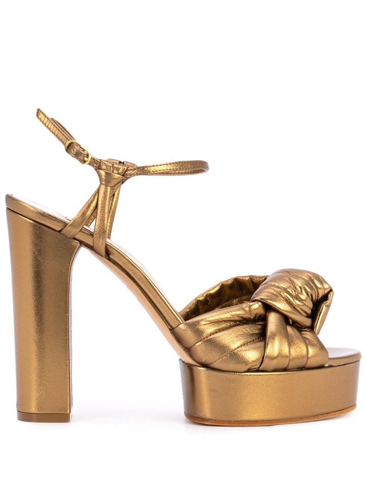 Casadei Knot Detail Platform Sandals - Metallic