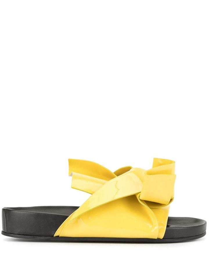 No21 Bow-detail Slides - Black