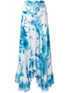Roberto Cavalli Underwater Print Ruffle Hem Skirt - Blue