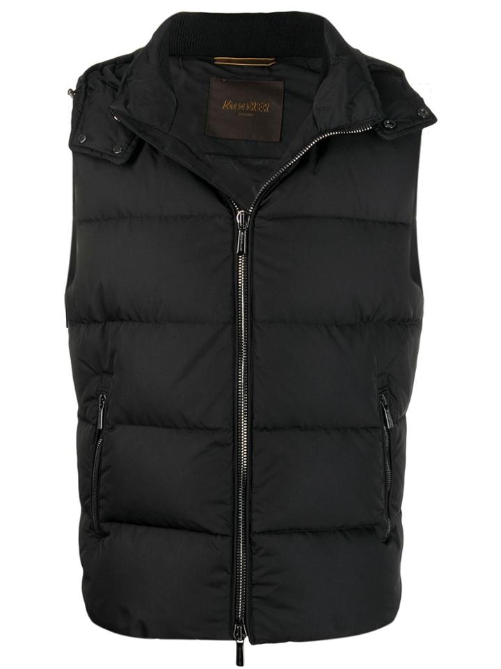 Moorer Padded Hooded Vest - Black