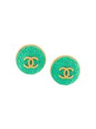 Chanel Vintage Oversized Cc Button Clip On Earrings, Women's, Metallic