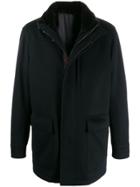 Ermenegildo Zegna Fur Collar Parka Coat - Blue