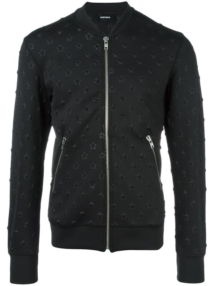Diesel 's Joe Zip Ma' Bomber Jacket, Men's, Size: Large, Black, Polyester/spandex/elastane