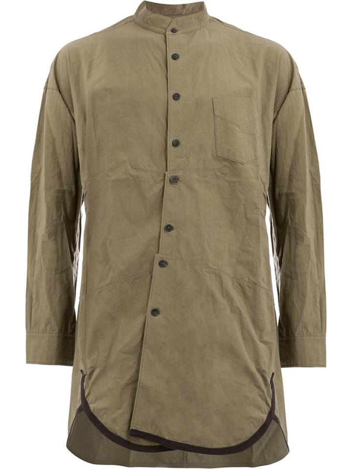 Ziggy Chen Asymmetric Band Collar Shirt - Green