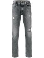 Ck Jeans Distressed Straight Leg Jeans - Grey
