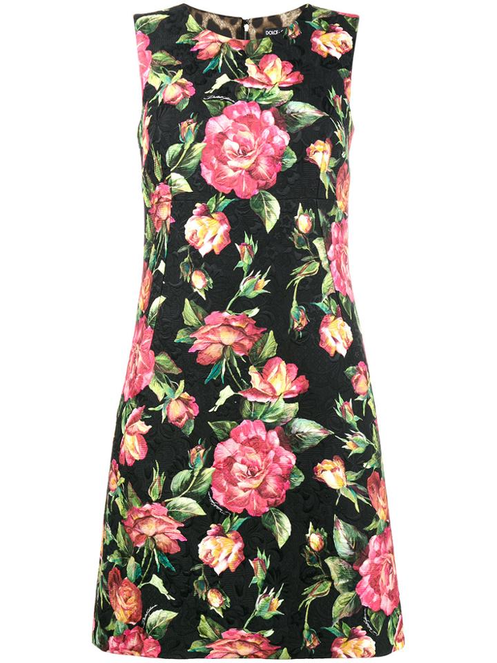 Dolce & Gabbana Sleeveless Floral Brocade Dress - Black