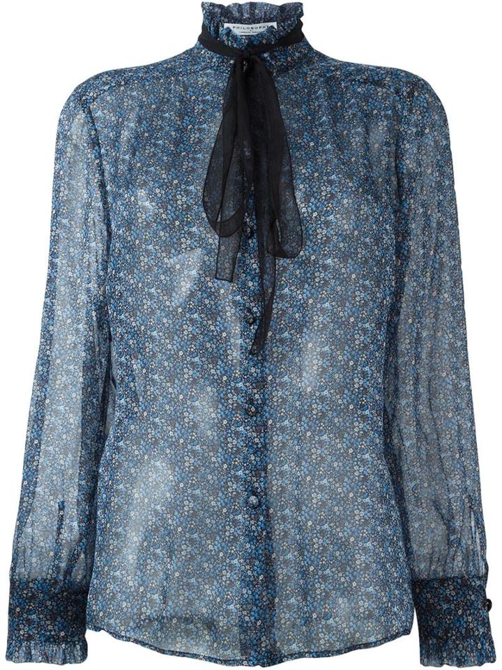 Philosophy Di Lorenzo Serafini Floral Print Blouse, Women's, Size: 44, Blue, Silk