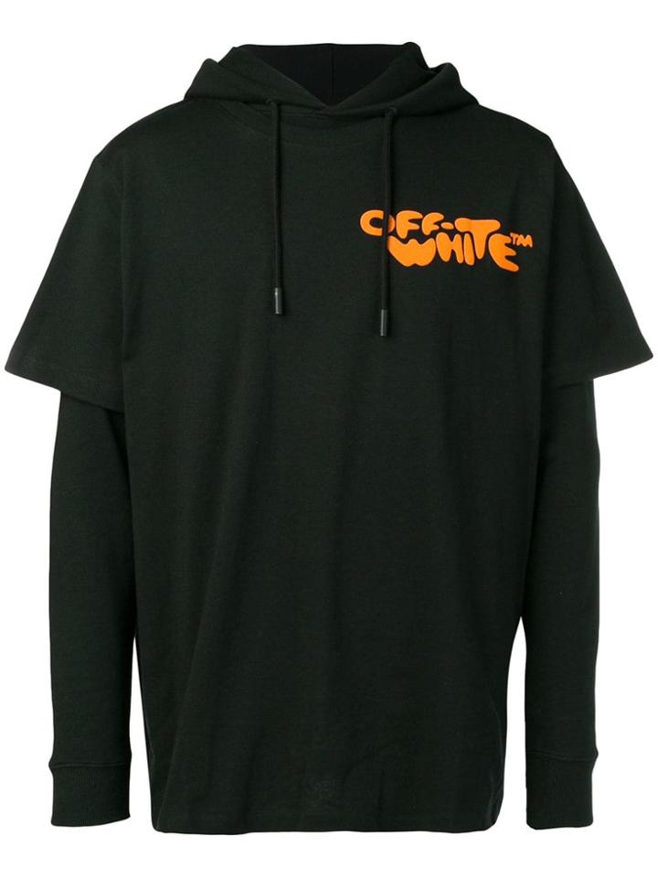 Off-white Bubble Font Logo Print T-shirt Hoodie - Black
