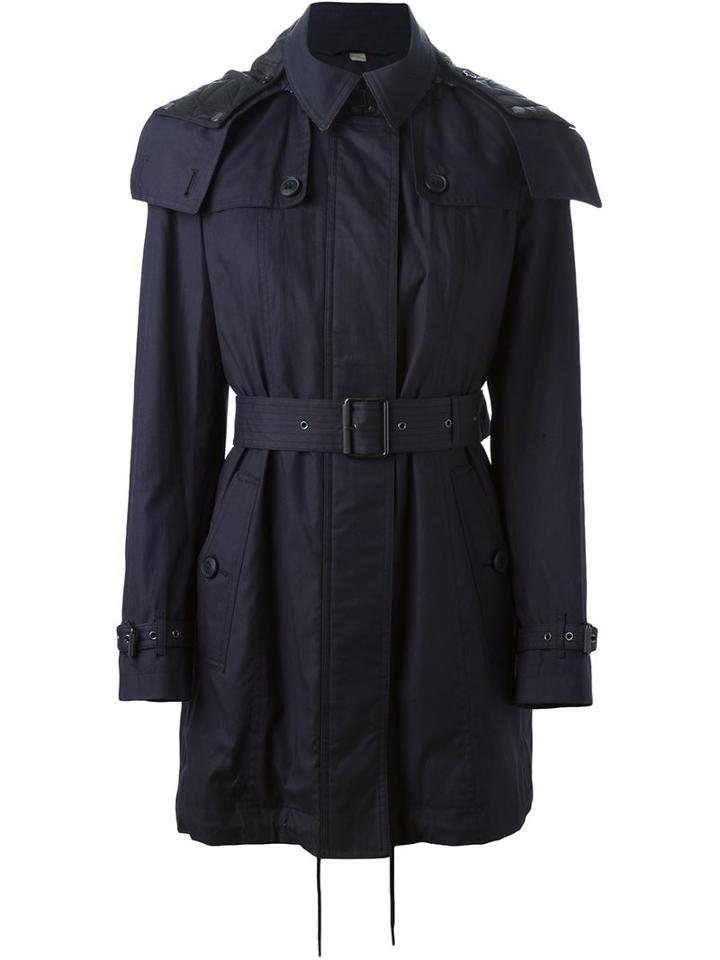 Burberry Brit Belted Trench Coat, Women's, Size: Large, Blue, Polyamide/cotton/polyester