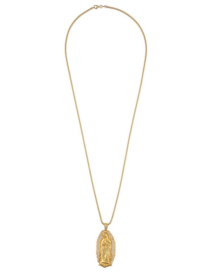 Bhindi Jewelers Diamond Guadalupe Pendant Necklace, Adult Unisex, Metallic