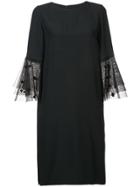Akris Punto Tulle Bell Sleeves Dress - Black