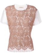 Erika Cavallini Lace T-shirt, Women's, Size: 38, Nude/neutrals, Cotton/polyamide/viscose