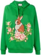 Gucci - Rabbit Floral Embroidered Hoodie - Women - Cotton - L, Green, Cotton