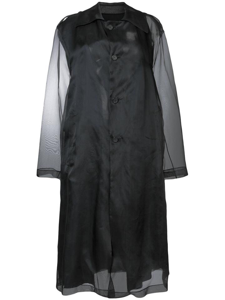 Maison Margiela Sheer-sleeve Fitted Coat - Black