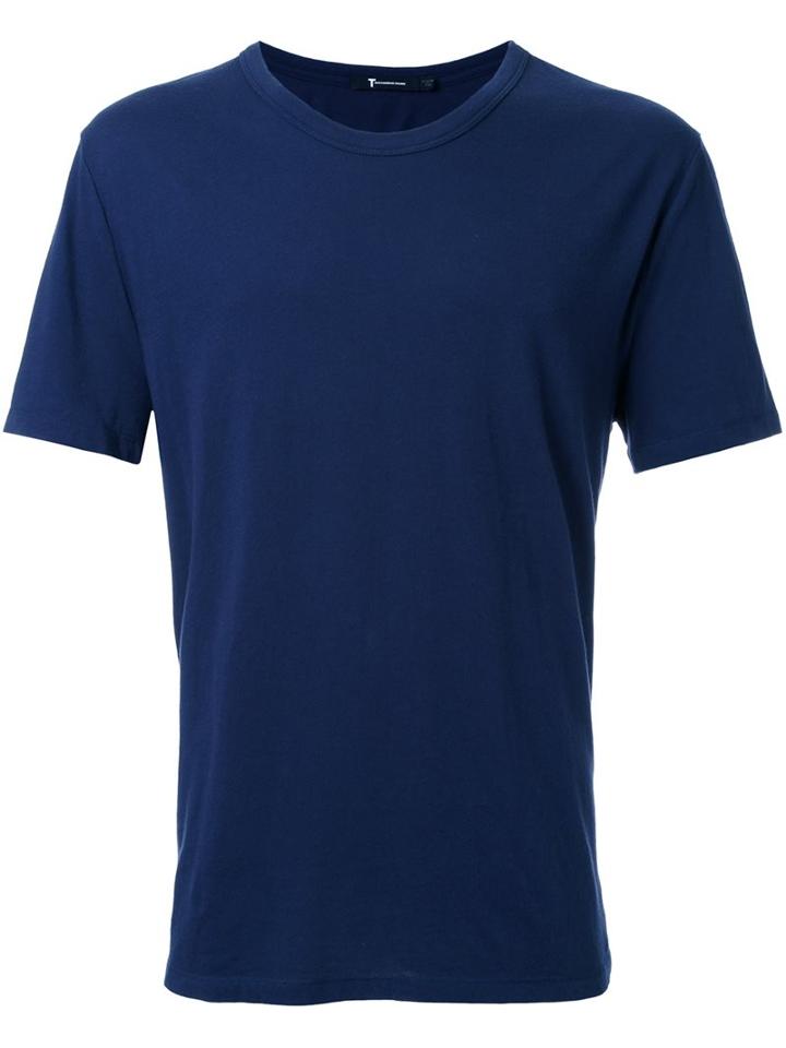 T By Alexander Wang Round Neck T-shirt, Men's, Size: Small, Blue, Cotton