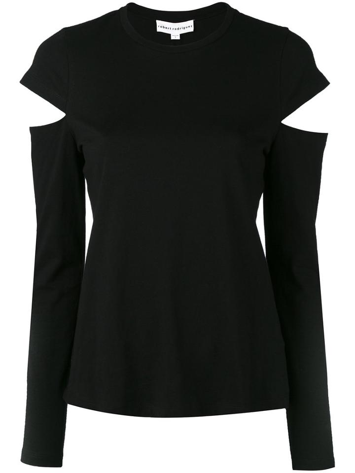 Robert Rodriguez - Slit Longsleeves T-shirt - Women - Cotton - Xs, Black, Cotton