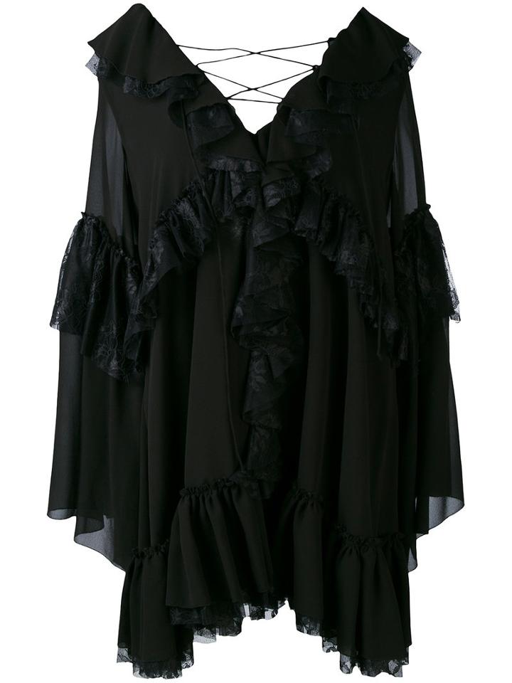 Redemption - Frill Detail Dress - Women - Silk/polyamide - 40, Black, Silk/polyamide