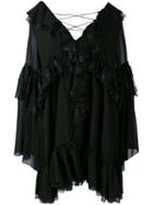 Redemption - Frill Detail Dress - Women - Silk/polyamide - 40, Black, Silk/polyamide