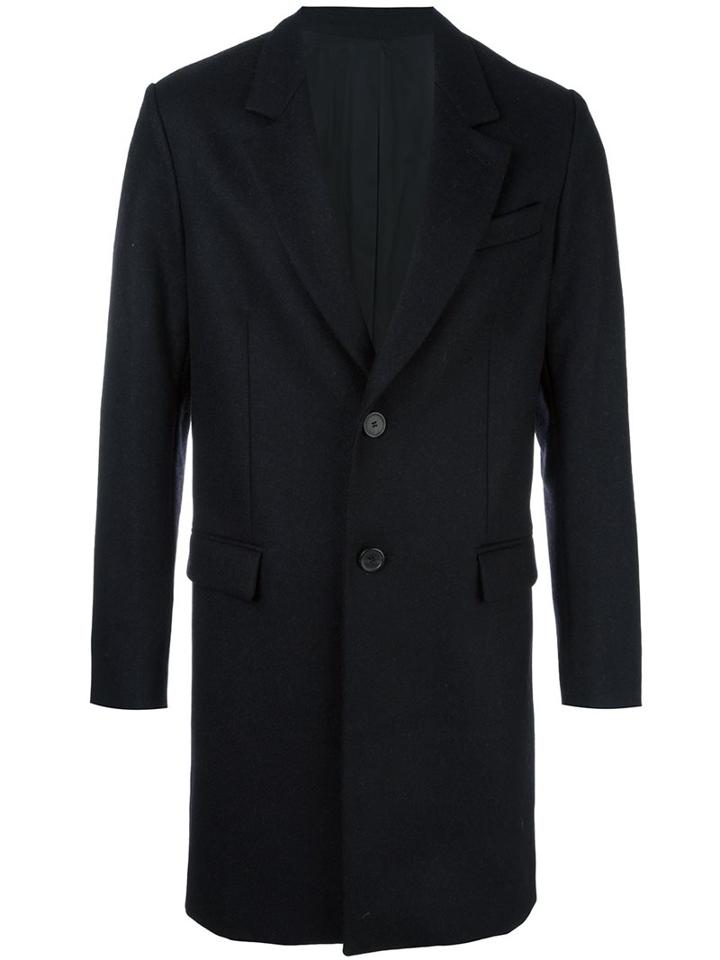 Ami Alexandre Mattiussi Single Breasted Coat, Men's, Size: 48, Blue, Cotton/polyamide/acetate/wool