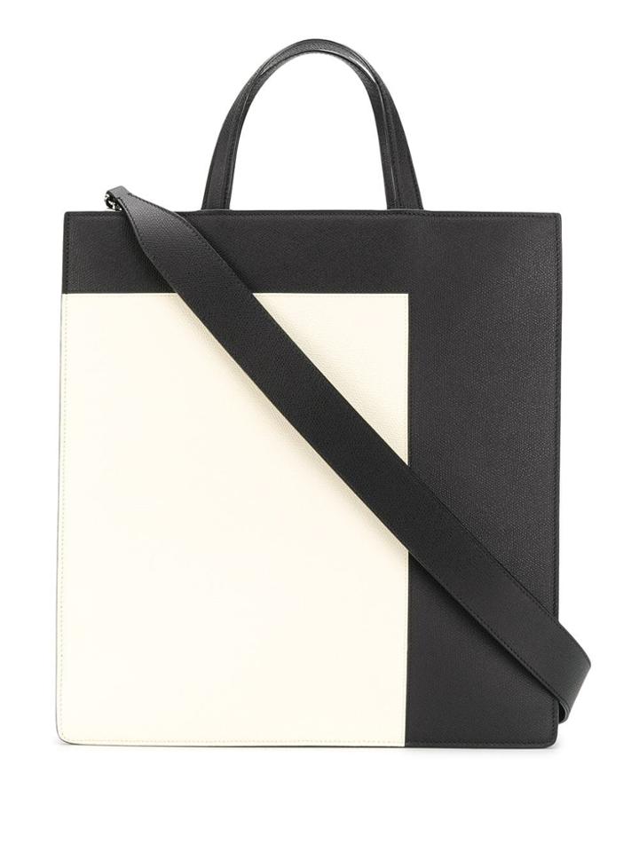 Valextra Colour Block Shopper Tote - Black