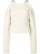 Calvin Klein 205w39nyc Cold-shoulder Cable-knit Sweater - Nude &