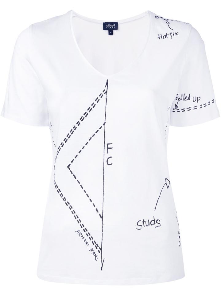 Armani Jeans - Printed T-shirt - Women - Cotton - 48, Women's, White, Cotton