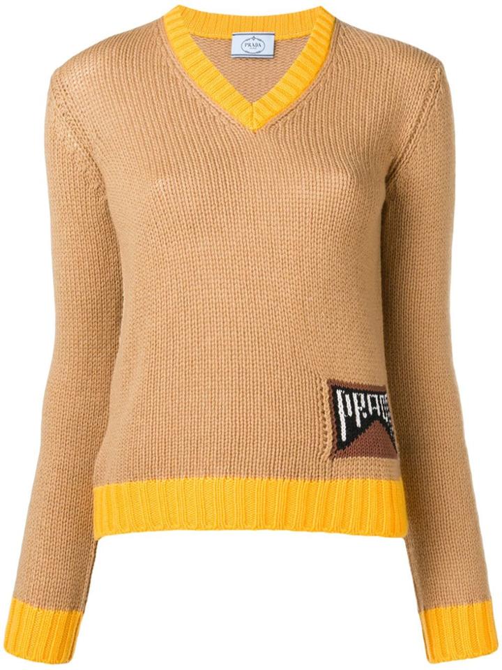 Prada Classic Brand Pullover - Brown