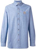 Moschino Chambray Bear Applique Shirt, Men's, Size: 41, Blue, Cotton