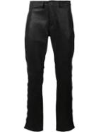 Black Fist Button Knee Leather Pants, Men's, Size: 30, Leather