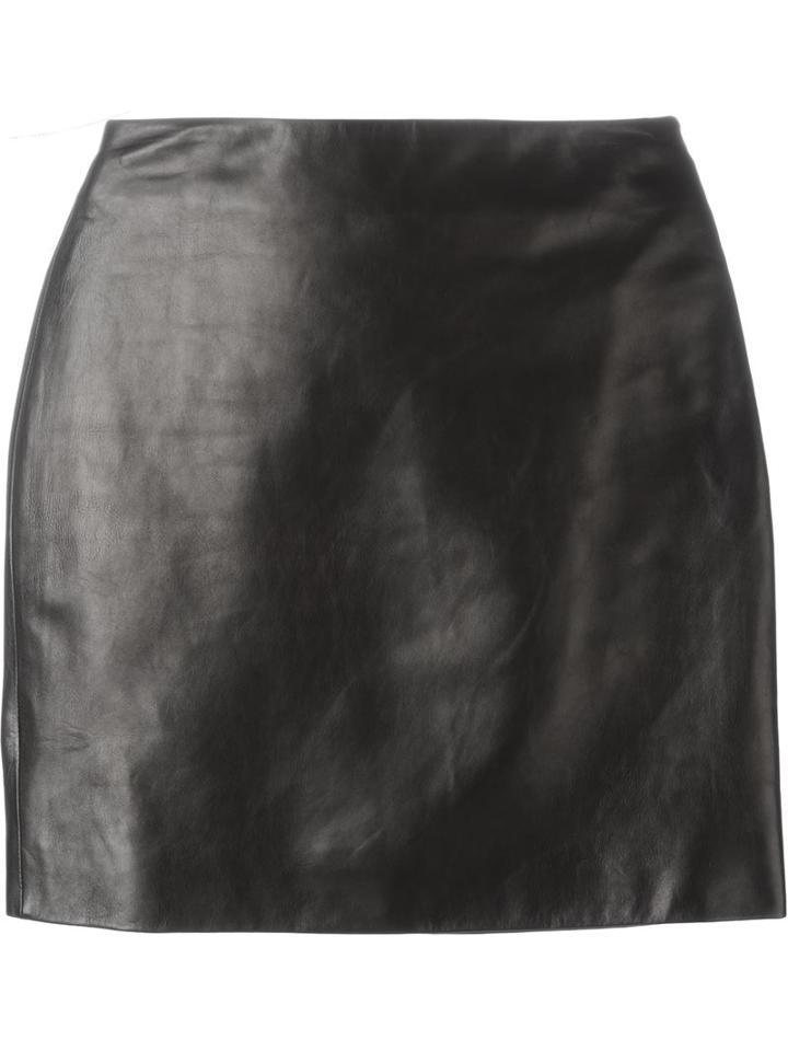 Roberto Cavalli Mini Leather Skirt, Women's, Size: 38, Black, Sheep Skin/shearling/silk