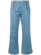 Mih Jeans 'arrow' Cropped Flare Jeans, Women's, Size: Medium, Blue, Cotton