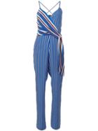 Rag & Bone Striped V-neck Jumpsuit - Blue