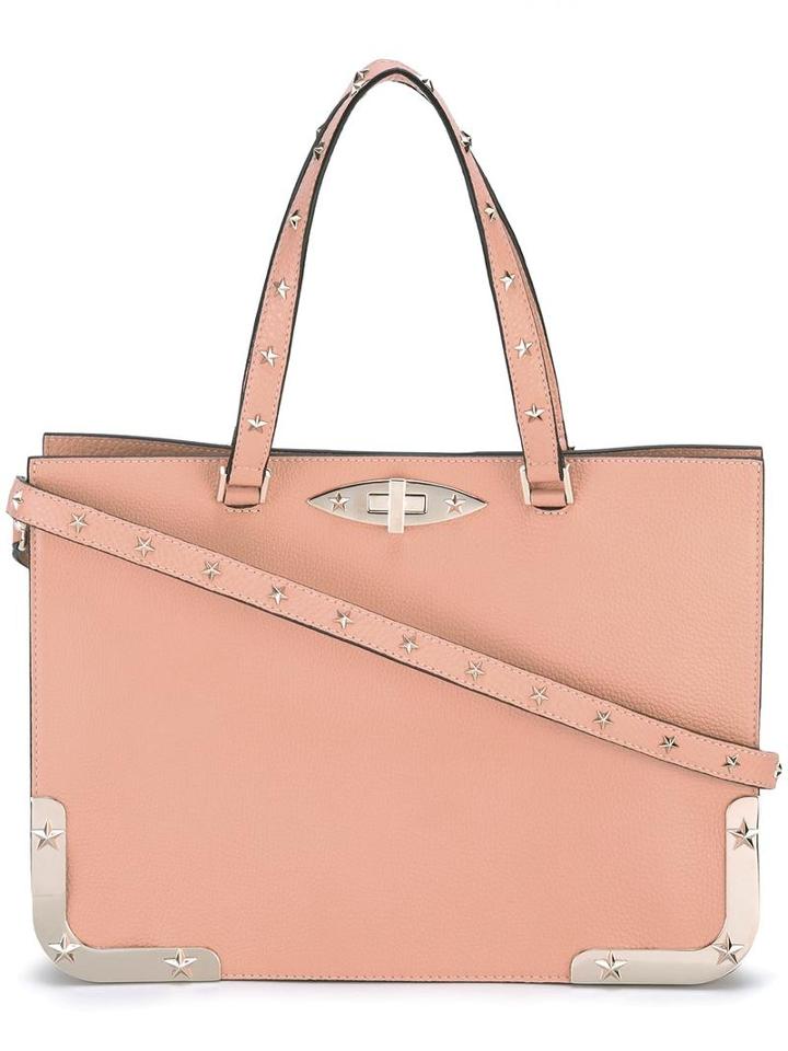 Red Valentino Metallic Detail Tote, Women's, Pink/purple, Leather/metal (other)