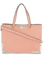 Red Valentino Metallic Detail Tote, Women's, Pink/purple, Leather/metal (other)